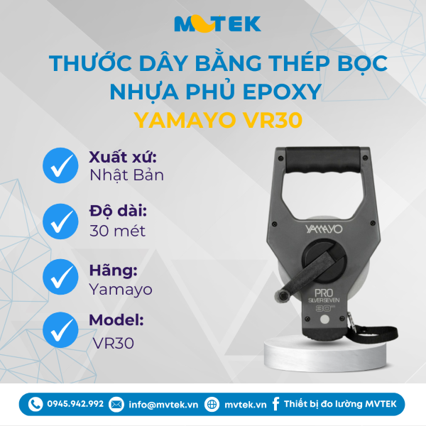 Thước dây thép bọc nhựa phủ epoxy 30m Yamayo VR30