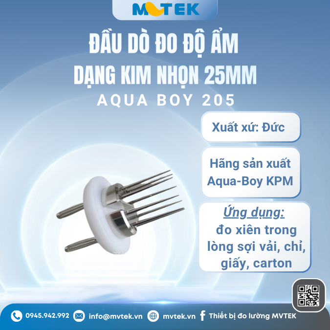 Đầu dò độ ẩm kim nhọn 25mm Aqua Boy 205 chính hãng Đức