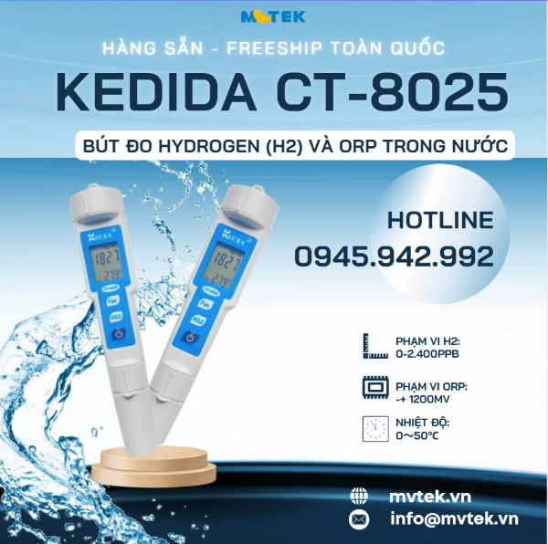 Bút đo Hydrogen (H2) và ORP Kedida CT-8025 chính hãng tại MVTEK