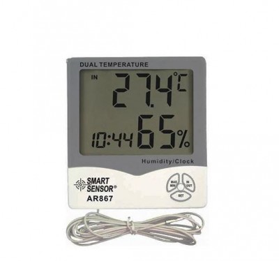 Thiết bị đo nhiệt độ 2 kênh/độ ẩm/đồng hồ để bàn SMARTSENSOR AR867